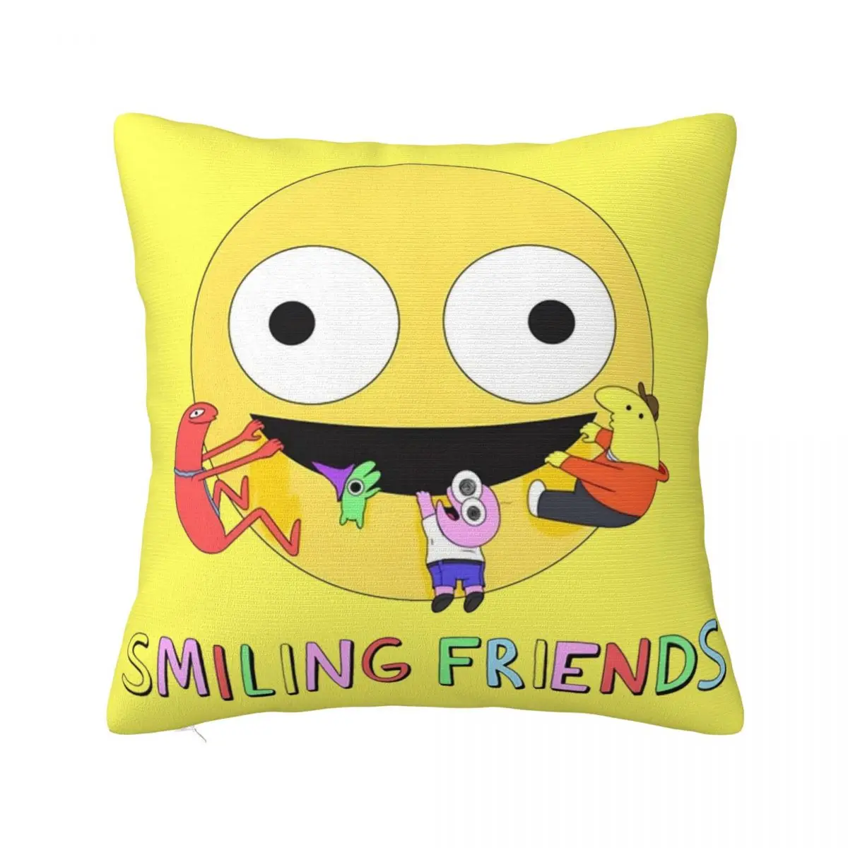 Funny Smiling Friends Logo Pillowcase Printed Cushion Cover Decoration Cartoon Swim Throw Pillow Case Cover Seat Multi-Size