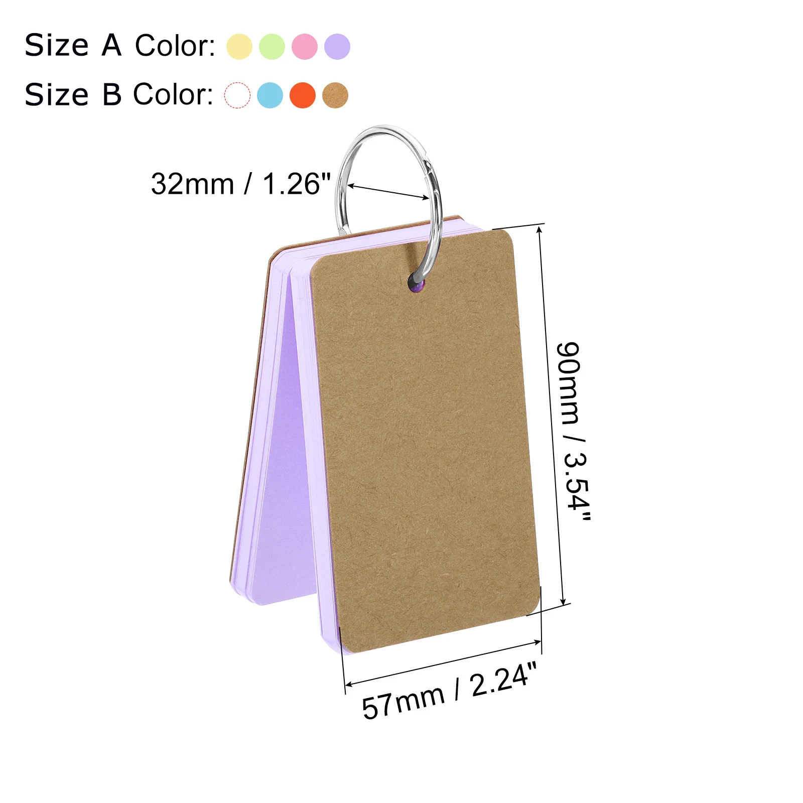 4Pcs/200Sheets Paper Memo Pads Blank Flashcards with Binder Rings Index Cards Mini Notebooks Study Cards Book Kawaii Stationery