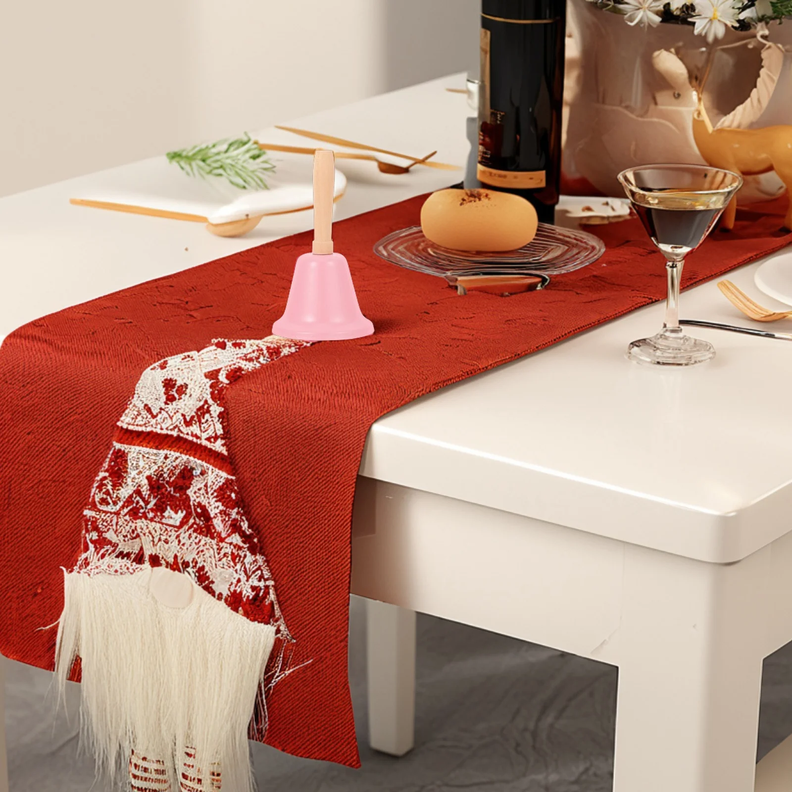 2 قطعة أجراس الحديد المعدنية عيد الميلاد حشرجة الموت مطعم فندق الوردي الديكور اليد جرس الزفاف قبلة الجرس