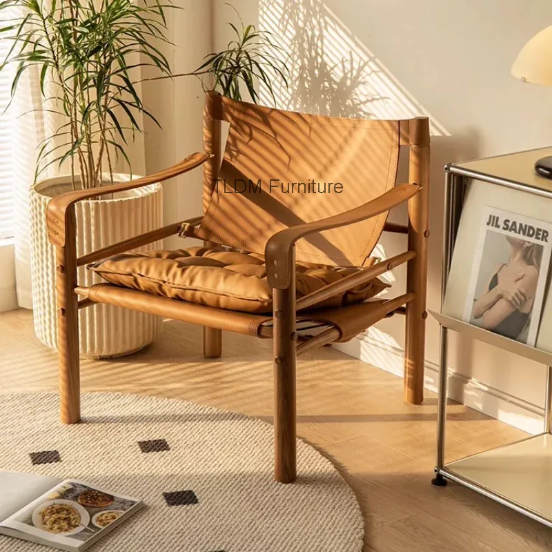Nordic Light Luxury Designers Retro Solid Wood Living Room Creative Photography Props Recreational Chair At Home