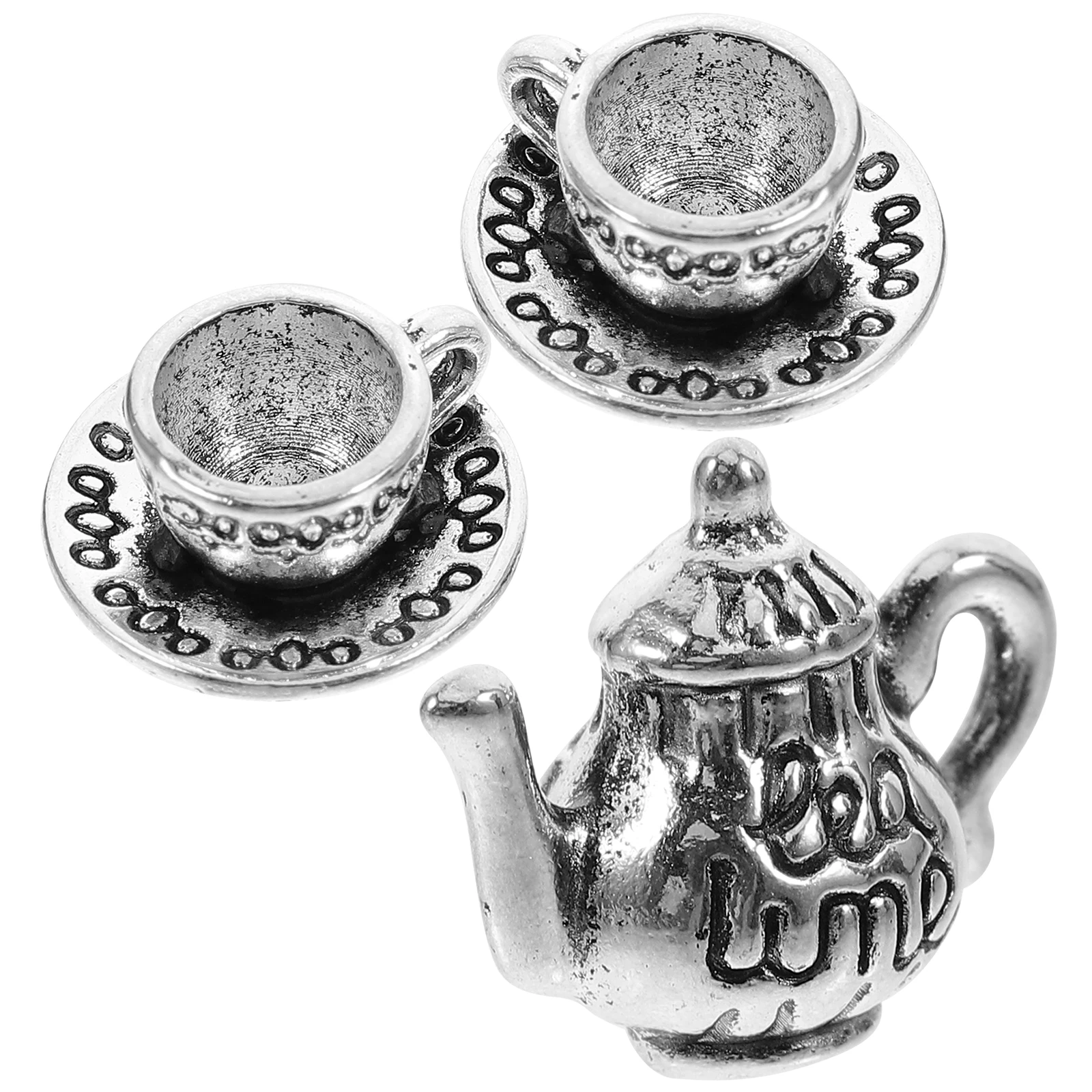 

1 set Mini Metal Silver Miniature Cups Dollhouse Kitchen Accessories Vintage Miniature Tea Set Reusable