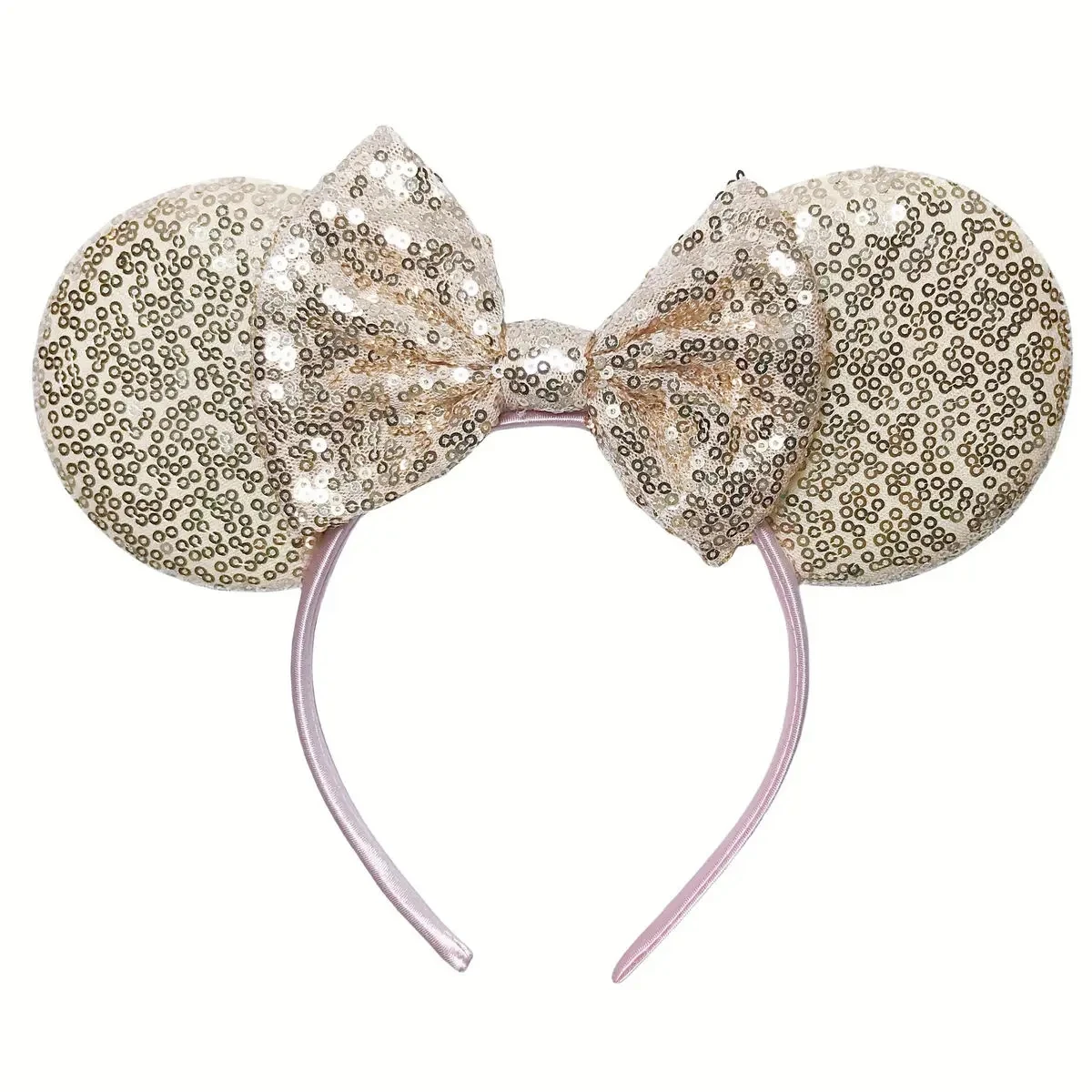 Ziming Hot Sale Gold Mouse Ears Headband For Girls Shinny Sequin Bow Hairband Festival Party Cosplay DIY Hair Accessories