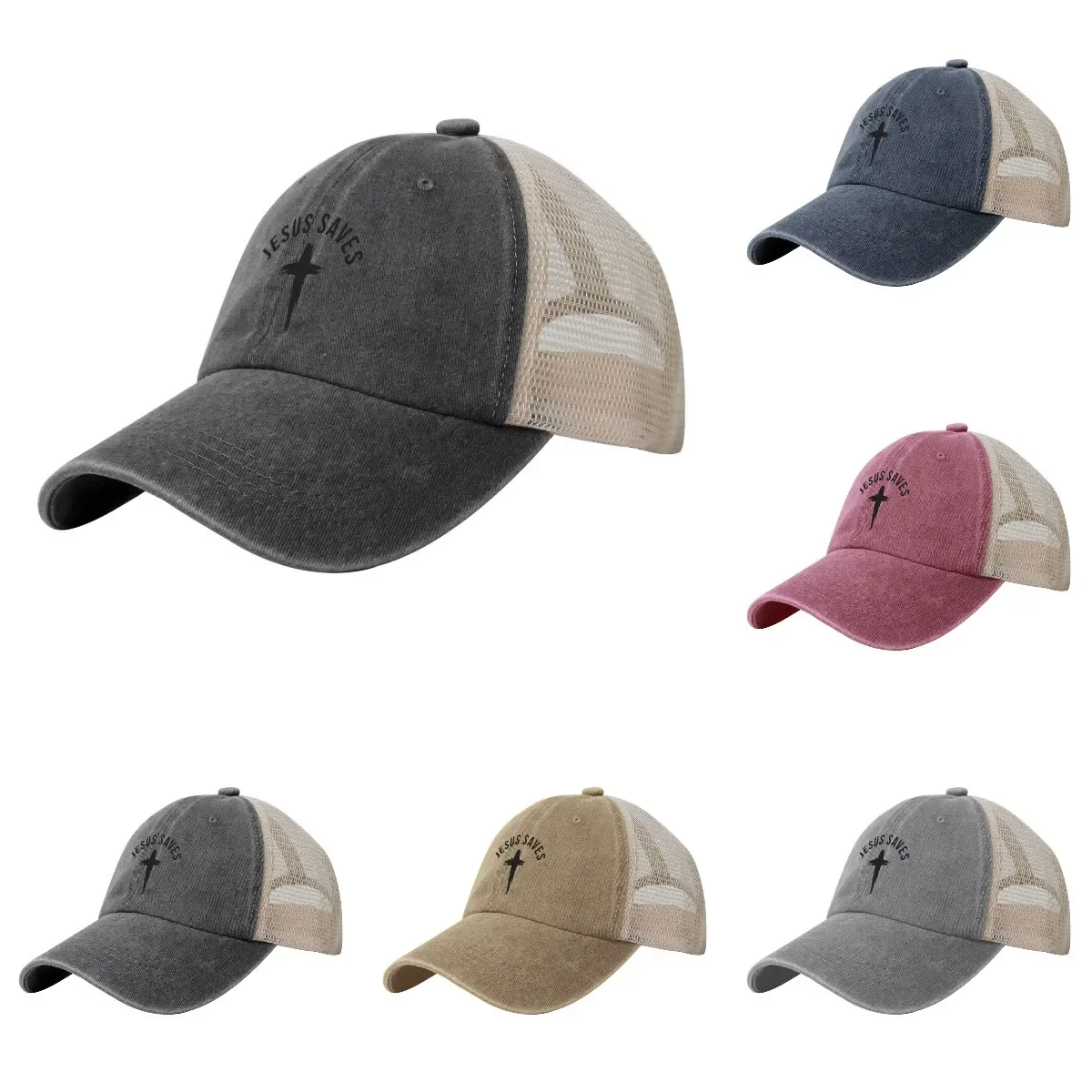 

Funny Jesus Saves Cross Christian God Faith Symbol Baseball Cap Cotton Front and Mesh Back Cap Adjustable Vintage Sun Dad Hats