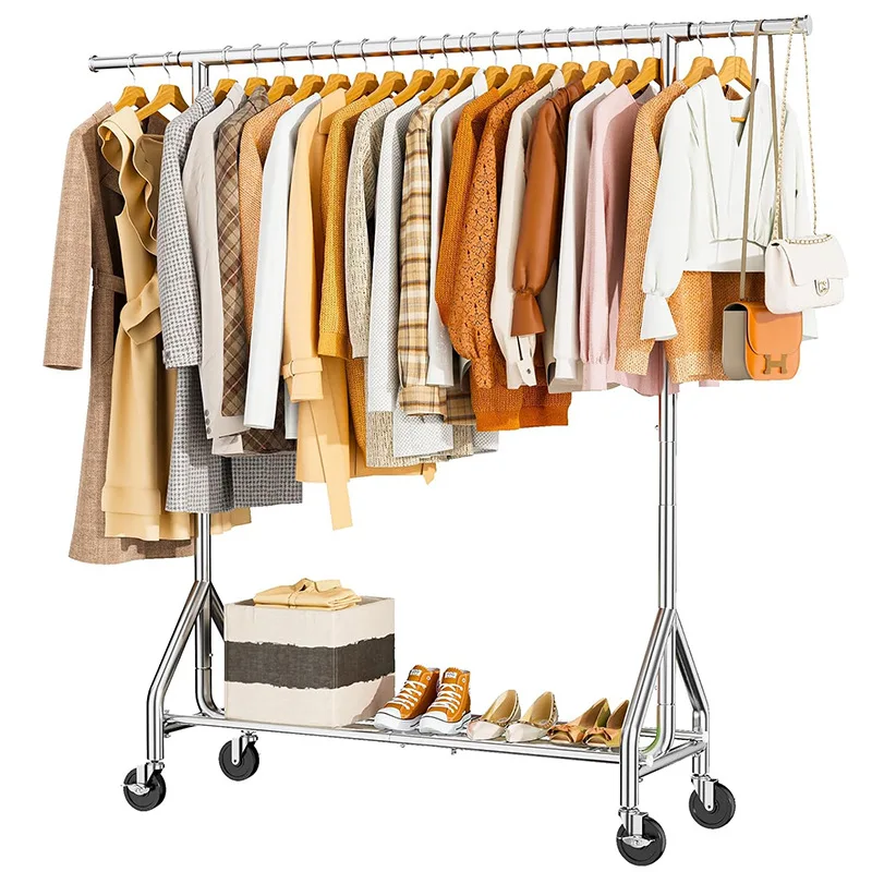 

Heavy Duty Clothes Rack Load 450 LBS, Metal Garment Rack, Standing Rolling Clothing Rack for Hanging Clothes with Sturdy Wheels