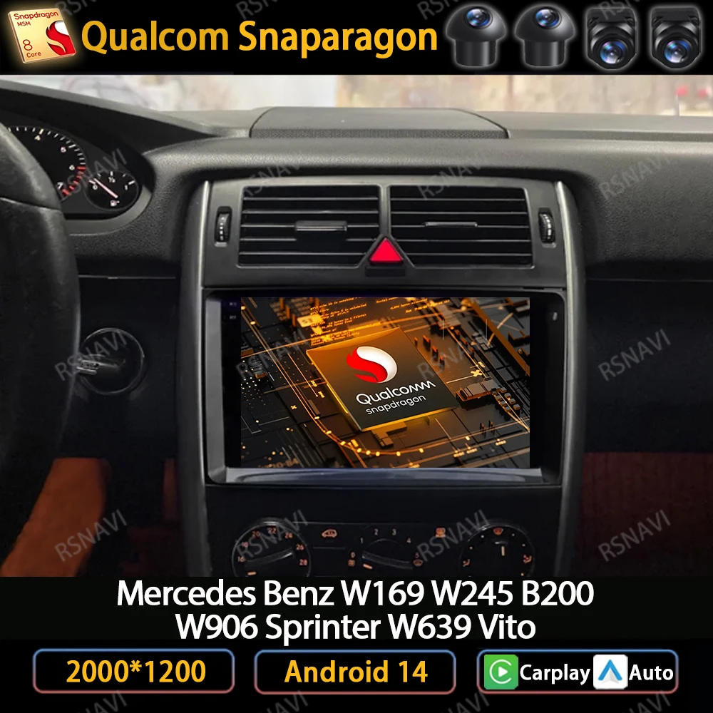 

Android 14 Car Radio For Mercedes B200 W169 W245 W639 Viano Vito Sprinter W906 Multimedia Video Player Carplay Auto GPS Navi DSP