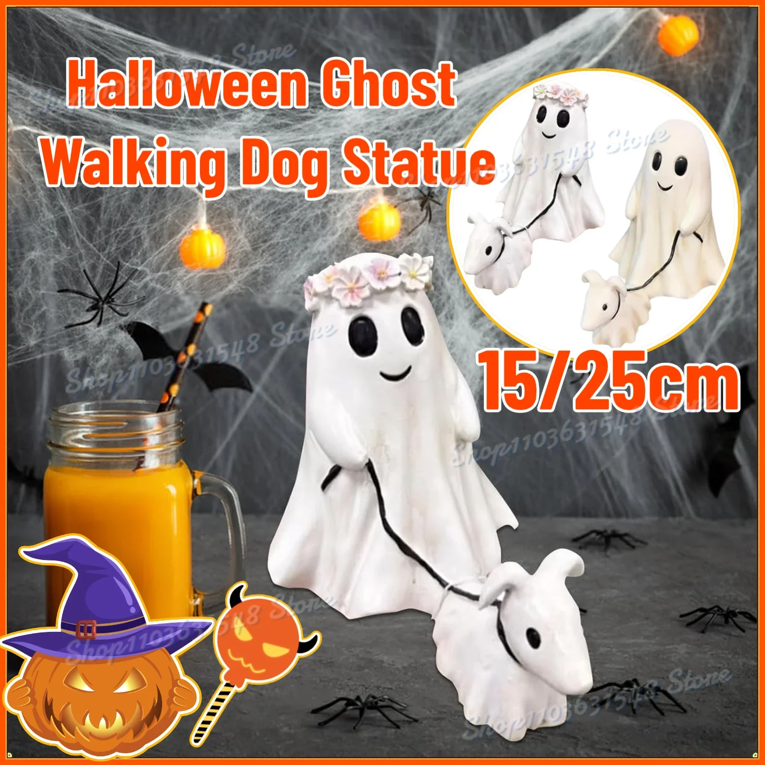 

New Ghost Walking Dog Statue Table Decoration Funny Spooky Puppy Figurine Tabletop Office Cute Halloween Resin Ornaments 2024