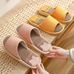 Zapatillas de lino para interior del hogar, chanclas transpirables para hombres y mujeres, zapatos antideslizantes de lino para parejas, sandalias de playa, zapatos planos cómodos