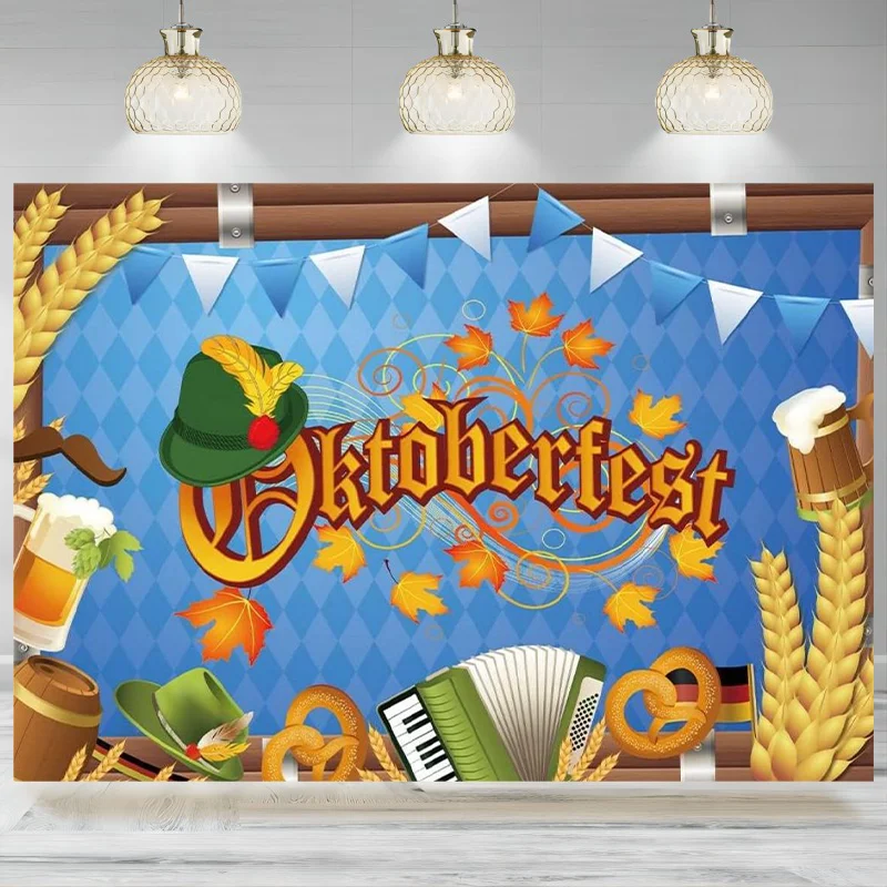 Oktoberfest Backdrop Photography Banner German Bavarian Background Beer Party Decoration Home Party