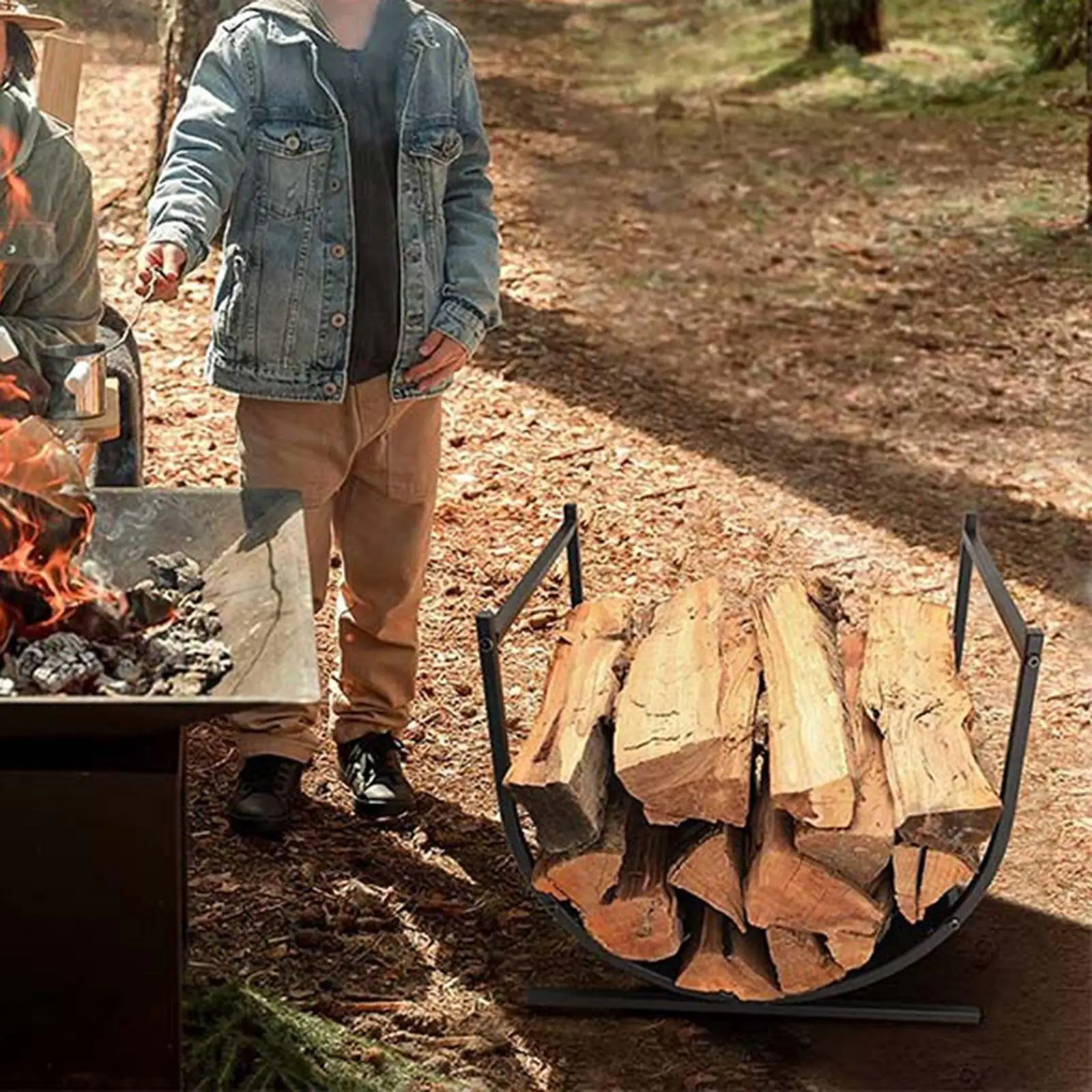 

Стойка для дров, изогнутая деревянная стойка, металлическая стойка из огненного дерева, подставка для штабелеров из бревен, подставка для деревянной подставки, держатель для штабелеров на бревна