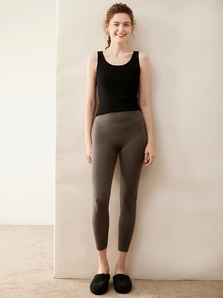 High Quality Women 100% Cashmere Legging Basic Soft elastic Pants Autumn Winter Cashmere Knitted Legging Trousers Warm Comfy