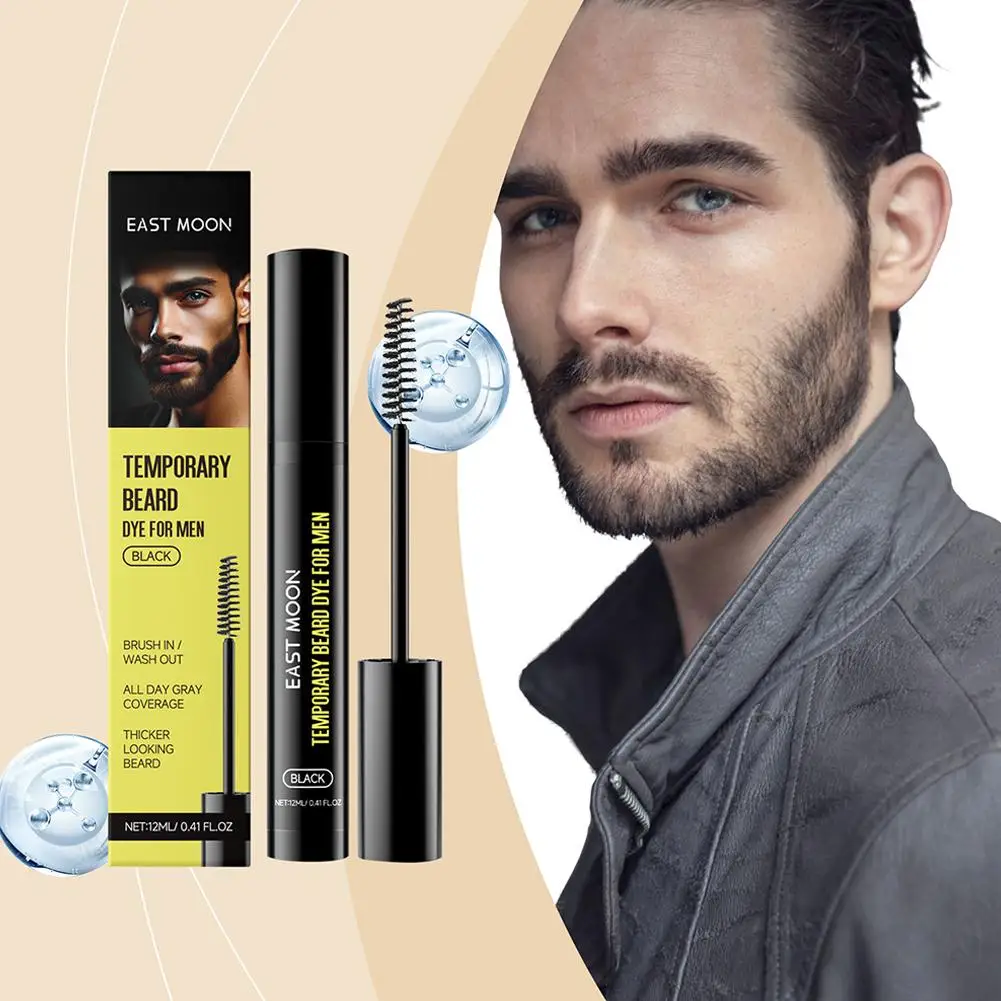 

East Moon Natural Black Beard Dye for Men Male Moustache Filler Waterproof Shaping Portable Pernmanent Coloring Beard Dyeing Pen