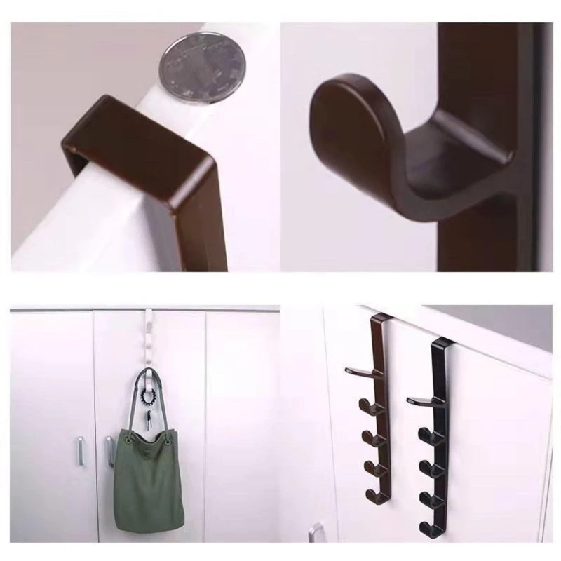 Sturdy Plastics Over The Door Hook Bathroom Door Towel Rack Coat Hanger 5 Plastics Hooks for Hanging Clothes,Scarfs, Hats, Towel