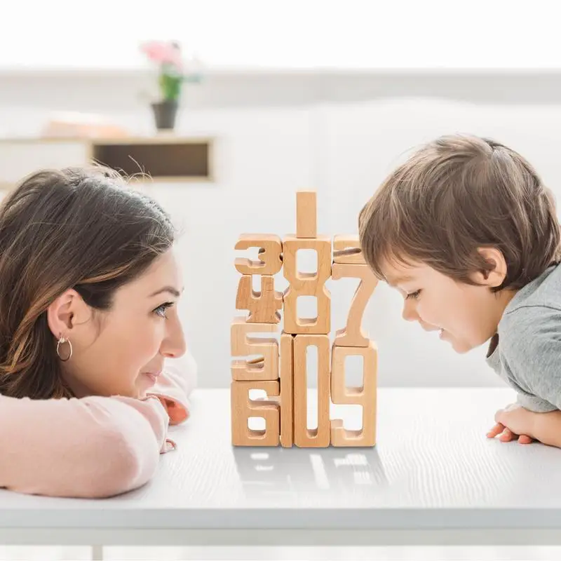 Blocchi di legno digitali Gioco digitale educativo Blocco di 1-10 cifre Giocattoli Gioco di impilamento di abbinamento matematico per bambini di età compresa tra 3 anni