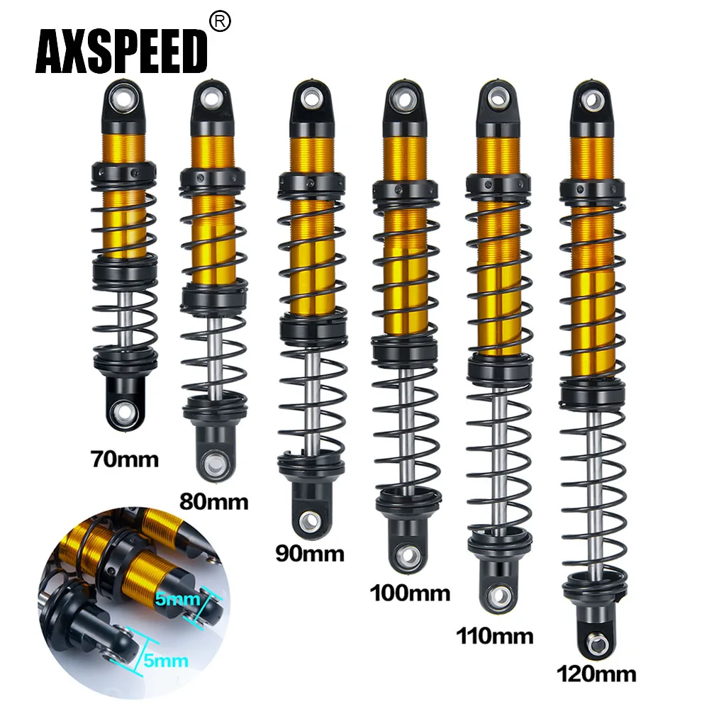 AXSPEED 4 szt. Aluminiowy amortyzator olejowy 70mm/80mm/90mm/100mm/110mm/120mm dla osiowych SCX10 90046 TRX-4 1/10 części do ulepszenia samochodów