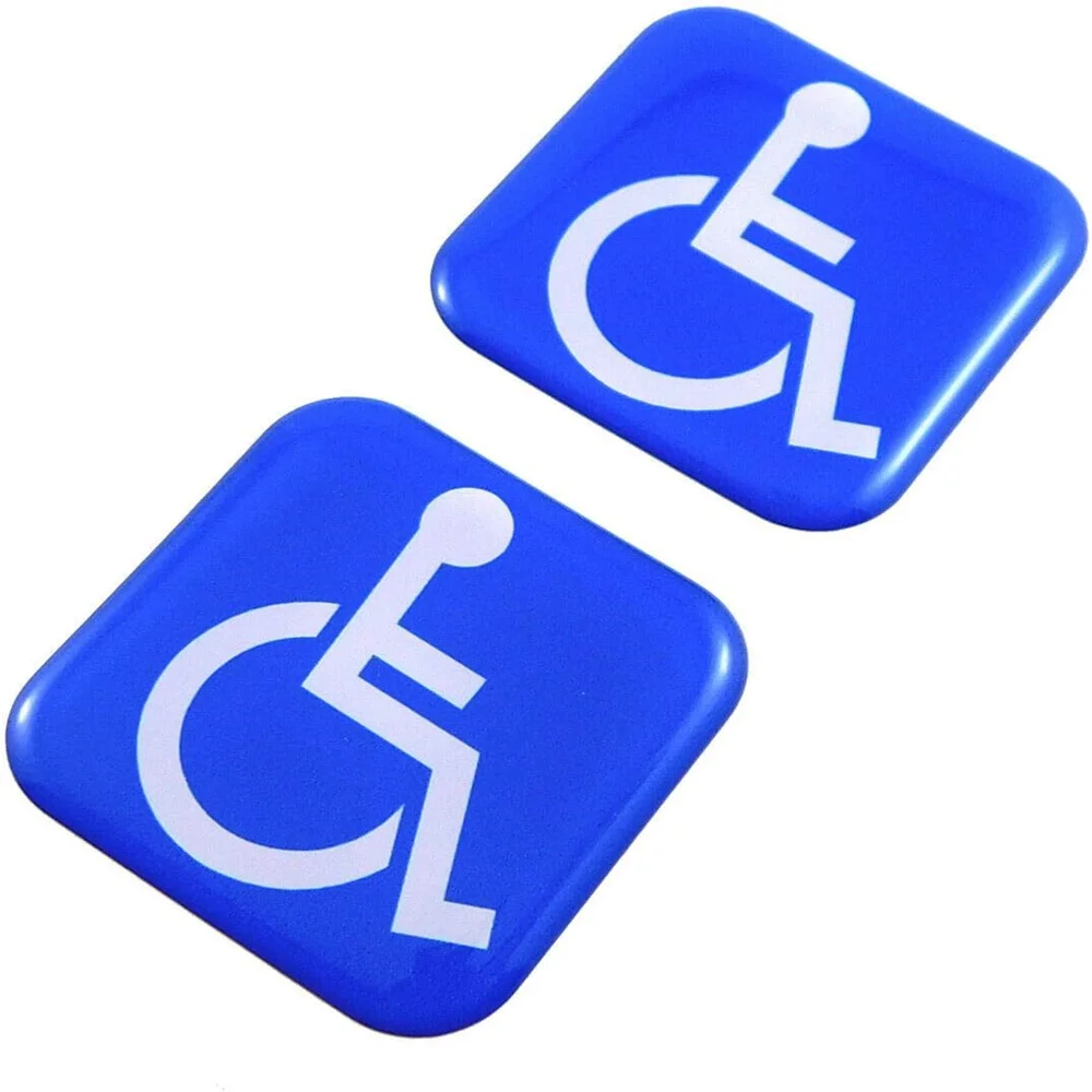Handicap Square Domed Decal Car Bike Gel Stickers Car Motorcycle Helmet Cars Car Emblems 2pc