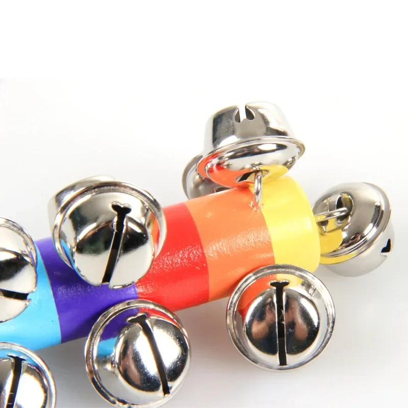 Giocattolo musicale per discussione in legno con campana colorata arcobaleno tenuto in mano per regalo di gioco per bambini per feste KTV per adulti