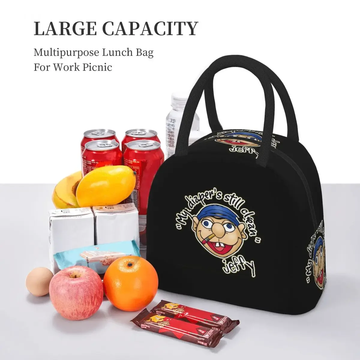 Jeffy My Diaper's Still Clean SML Insulated Lunch Bag for Women OfficeCoolerThermal Food Box ToteLeakproof Lunch Boxes Container
