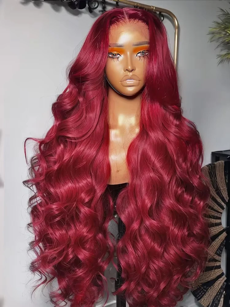 200 الكثافة بورجوندي 13x4 الدانتيل الشفاف الجبهة خصلات الشعر المستعار الإنسان 30 بوصة الجسم موجة البرازيلي شعر الإنسان الدانتيل الباروكات التخليص بيع