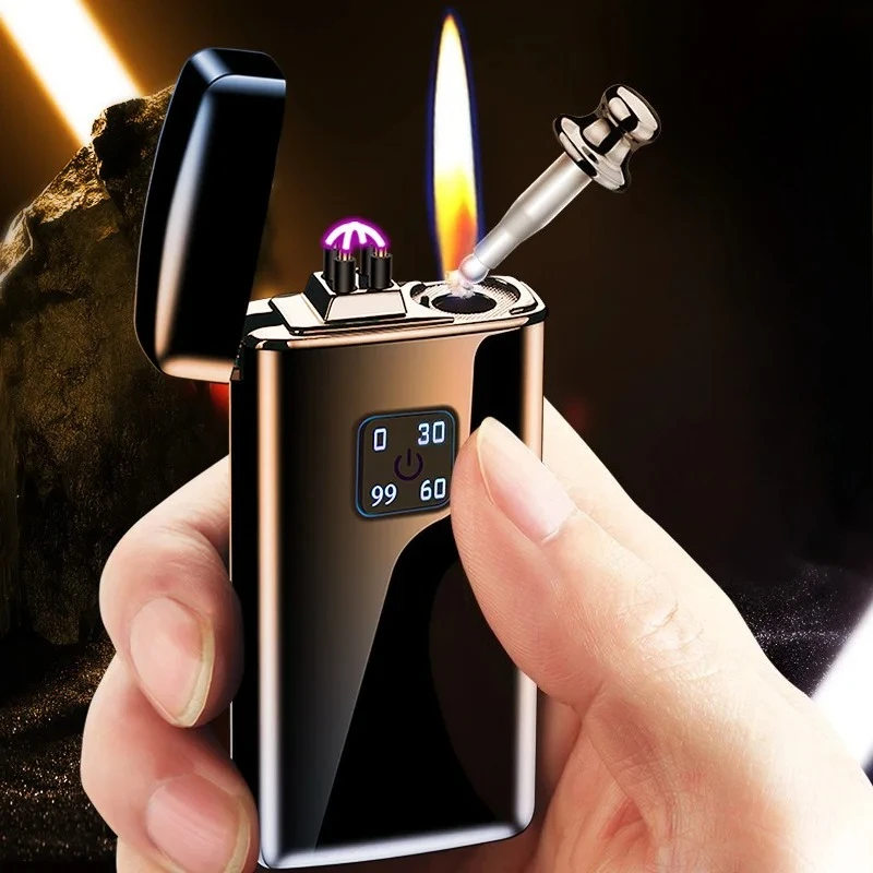 2026 Oil and Electricity Dual-use Double-arc 10,000-times Match Integrated Windproof Lighter Men's Personalized Lighter