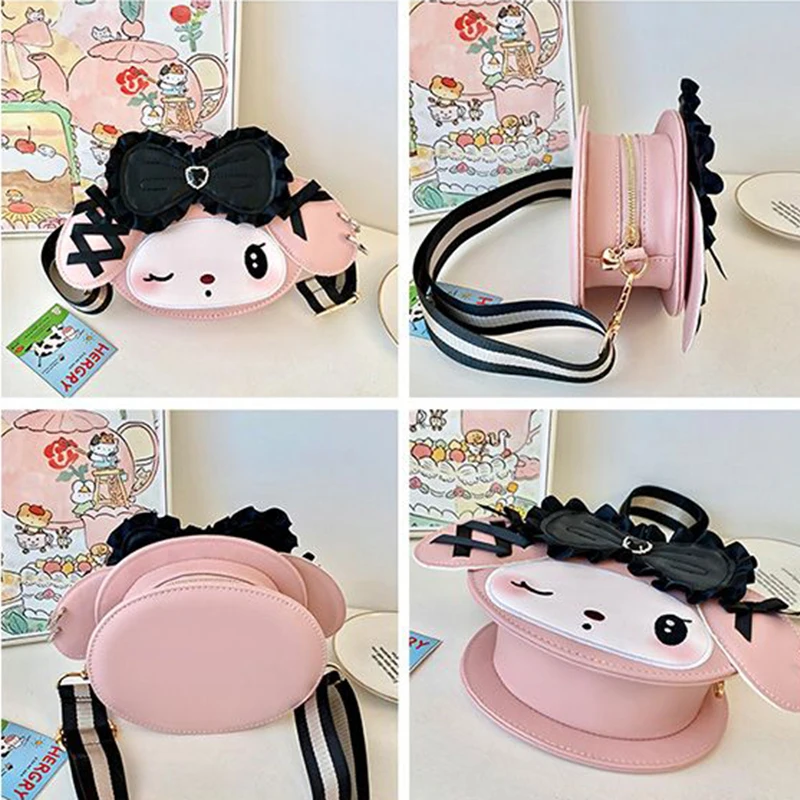 Punk Sanrio Kuromi Purse Handbag Cartoon My Melody Mini Crossbody Bag PU Leather Messenger Bag For Women Girls Cute Shoulder Bag