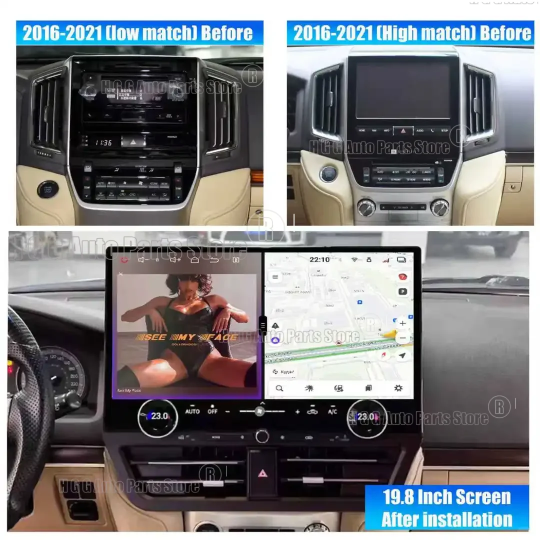 19.8'' BIG Qled Screen Android Auto Accessories For Toyota Land Cruiser 200 LC200 2008-2021 Car Radio Stereo Player Carplay