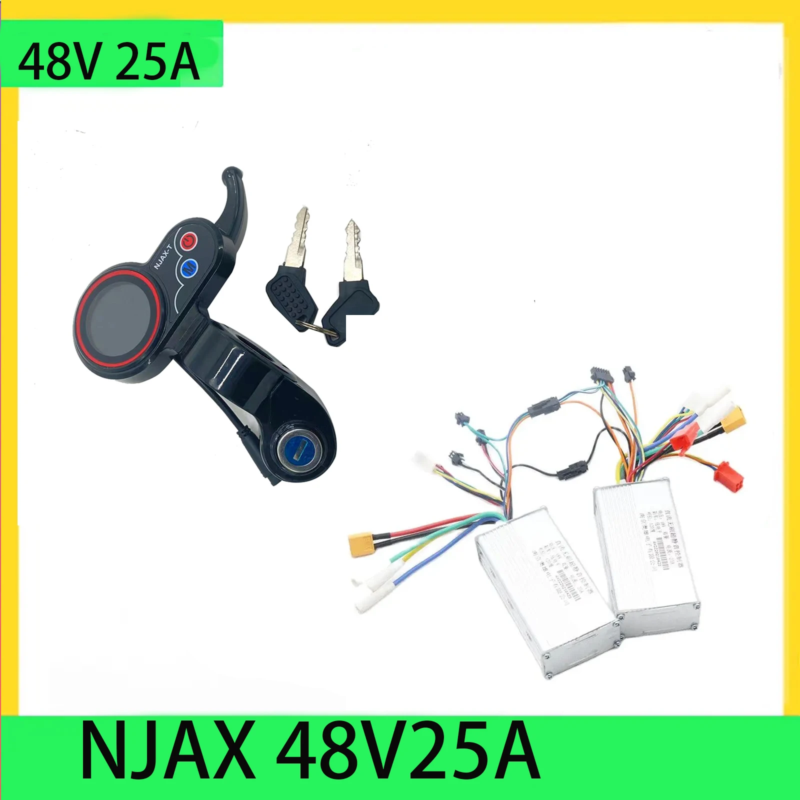 NJAX Lithium Battery Brushless DC Controller Liquid Crystal Display Panel Electric Scooter 48V 25A Dual Drive with Alarm