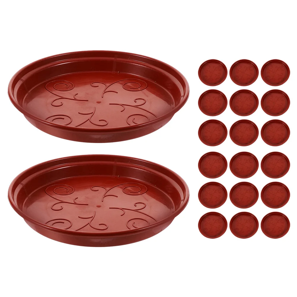 

20pcs Flower Pot Saucer Round Red 240 Plastic Plant Plates Catch Water Durable Large Planter Trays for Indoor for Potted