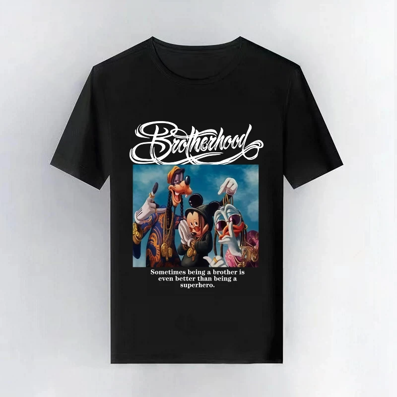 

Модная повседневная футболка с принтом Микки Мауса от Disney, персонализированная, для всей семьи, женская спортивная футболка с короткими рукавами, готический стиль