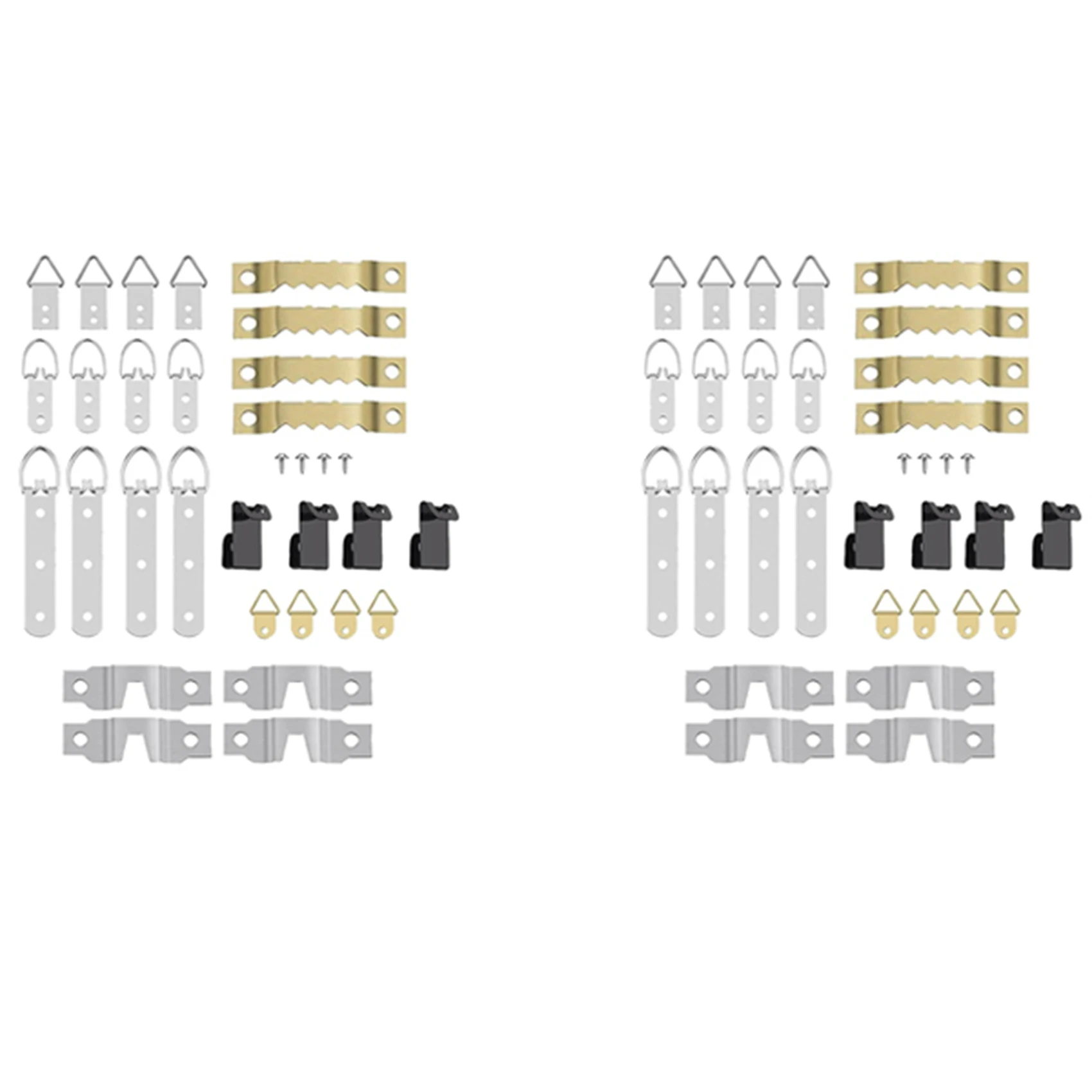 ABSS-136 Pcs Picture Frame Hanging Hooks For Wall Mount, Photo Hangers Kit, D Ring & Serrated Hooks With Screws