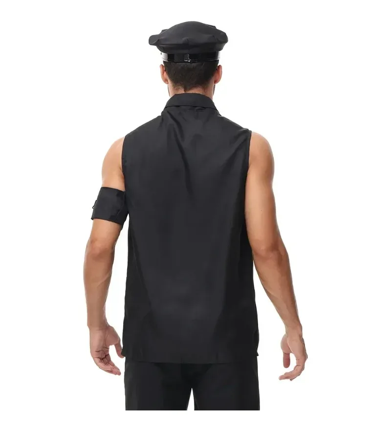 Adulto Uomo America Costume della Polizia degli Stati Uniti Top Camicia da Uomo Poliziotto Cosplay Set di Abbigliamento di Halloween