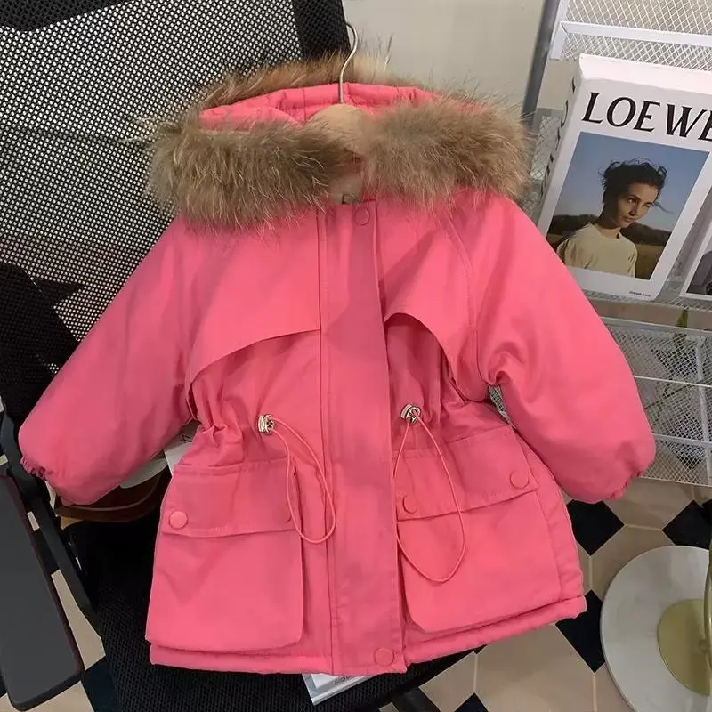 NEW Children\'s Parkas Winter Hooded Jacket For Girls Winter top Coat Kids Warm Thick Velvet Hooded Baby Coats causal Outerwear