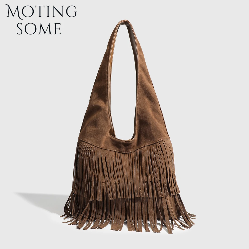 

Роскошная женская сумка Motingsome из матовой замши, осенние и зимние сумки, большая вместительная сумка-бродяга на плечо, новинка 2024, сумка-кошелек