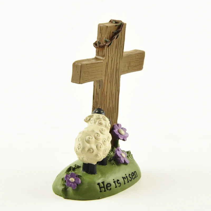 He is risen Cute Sheep American Rural Home Decorations Gifts Resin Craft My LORD and Savior Home Decor Office Desk Decoration