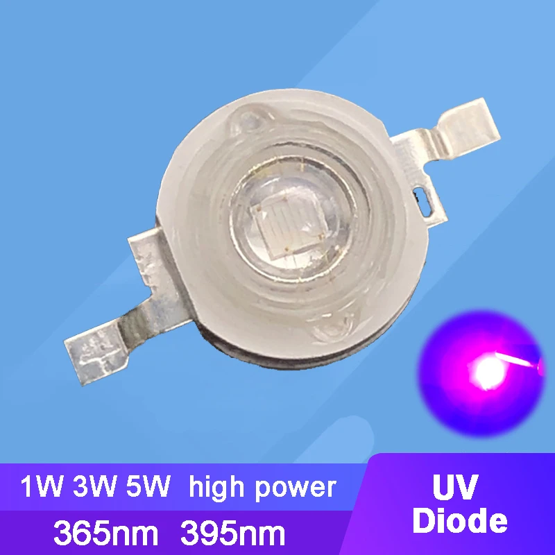 10 sztuk 1W 3W 5W UV ultrafioletowe fioletowe 365nm 395nm LED koraliki światła część