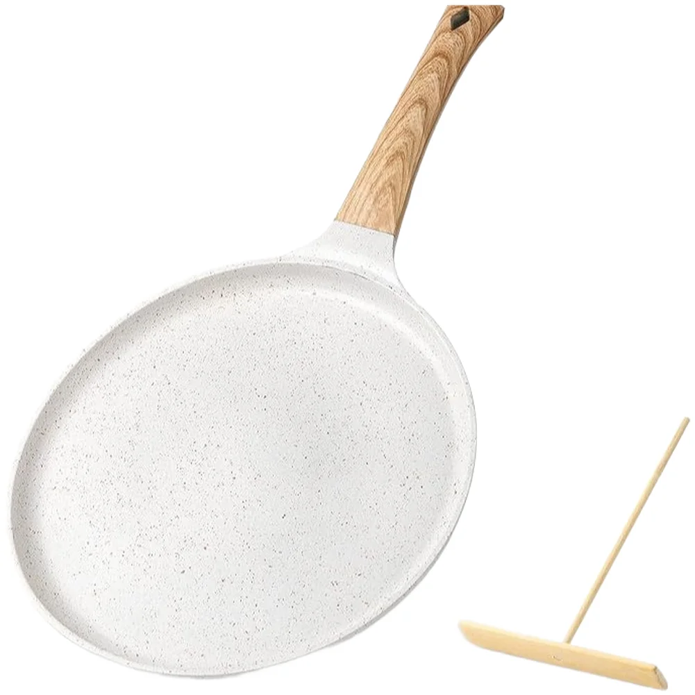 Nonstick Pancake Pan 22cm 25cm Aluminum Alloy Crepe Griddle with Wooden Handle for Gas Induction Stove Cooking