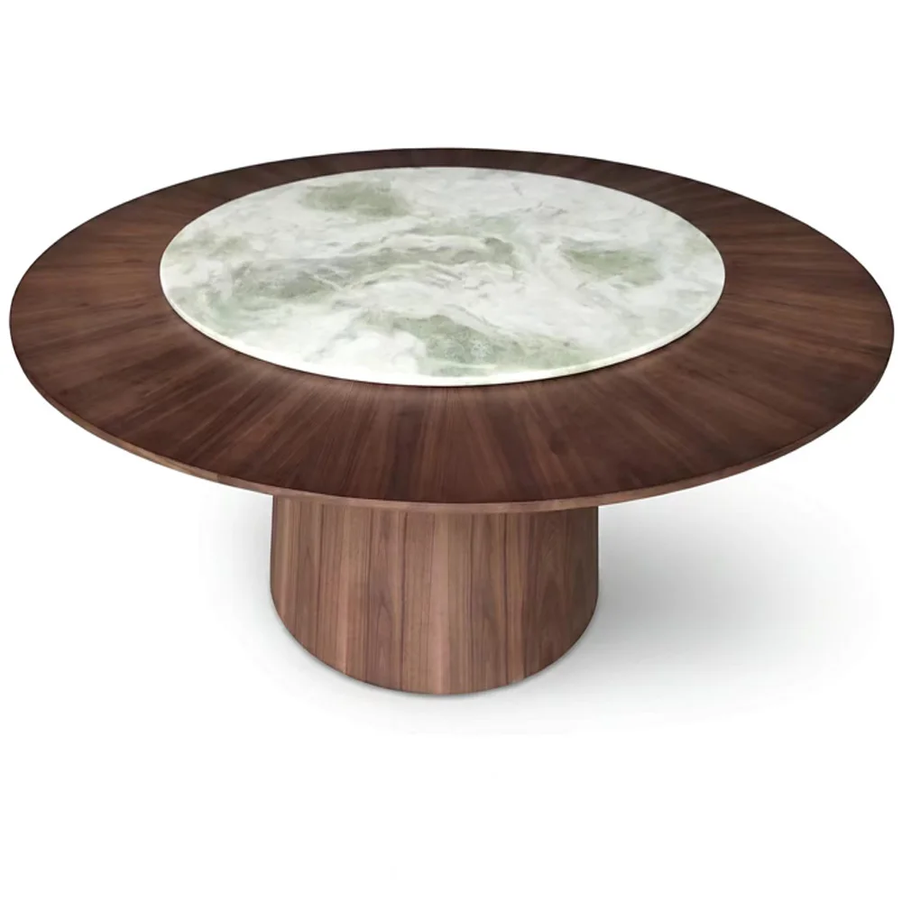 Modern Round Dining Table With Lazy Susan Marble Wood Dining Table Stone Furniture Dining Table For 10 People