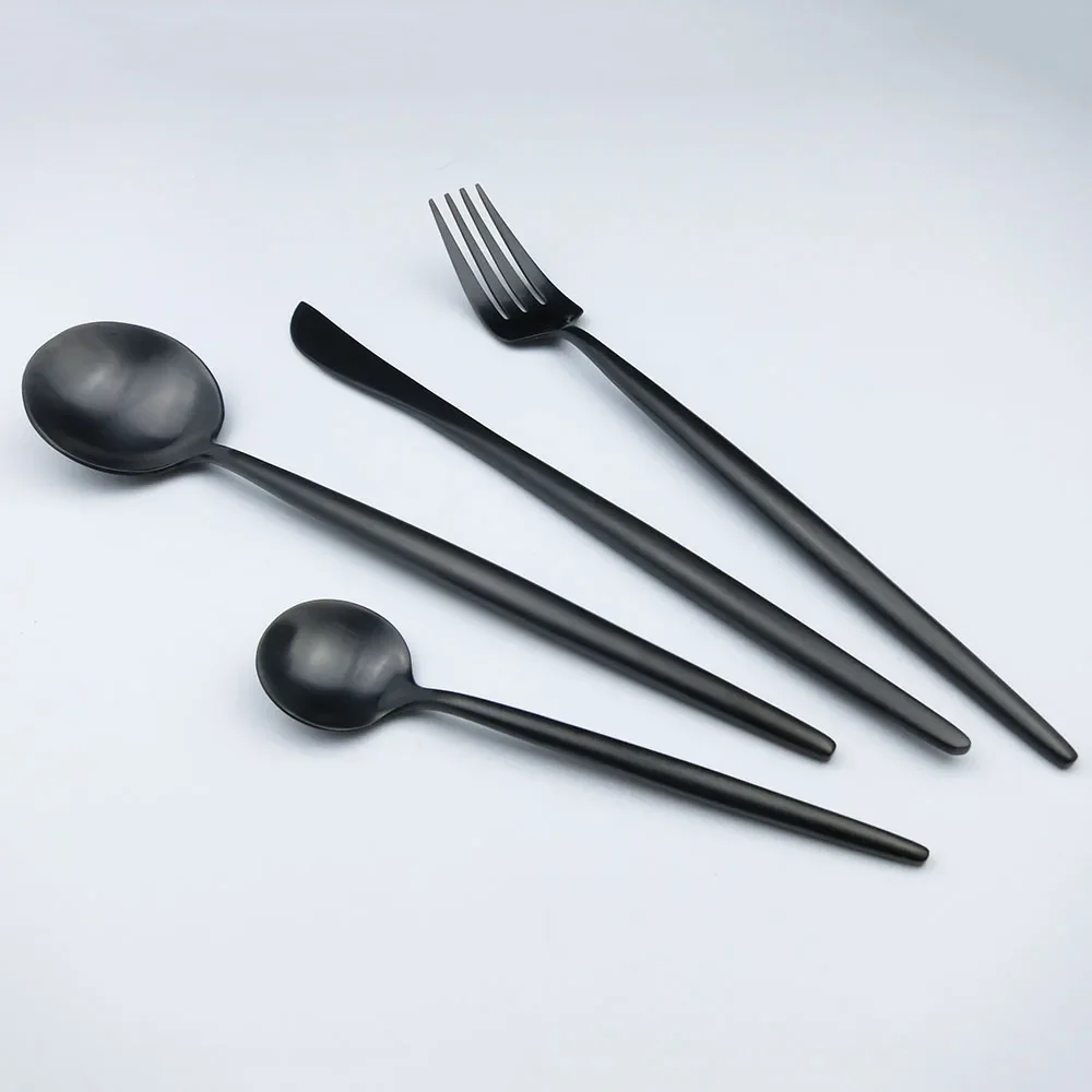 1Pc Matte Black Cutlery 304 Stainless Steel Flatware Set Kitchen Silverware Tableware Dinnerware Spoon Fork Knife Chopsticks