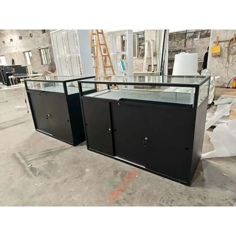 custom.Customized Size and Color Modern Eco-Friendly Floor Standing Jewelry Display Rack with Sliding Door and Lock