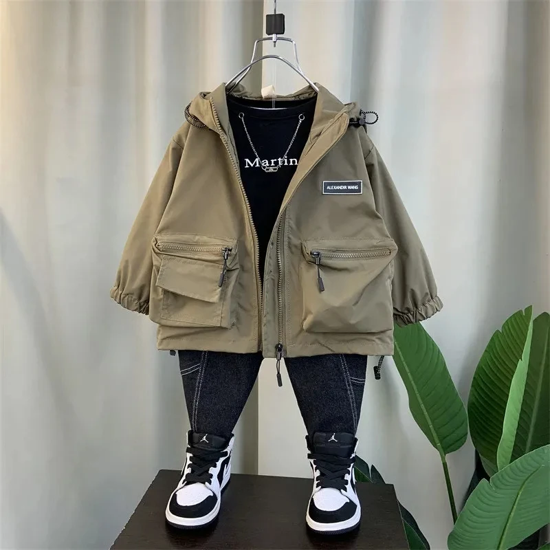 

Spring and Autumn Boys' Jacket New Children's Casual Hooded Windbreaker Coat Korean Edition Baby Outwear