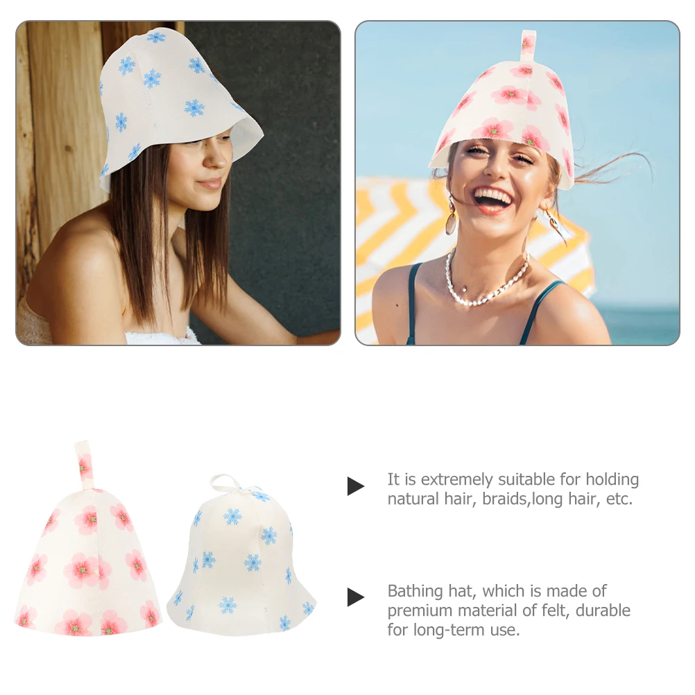 

Fashionable Waterproof Cartoon Shower Cap Felt Sauna Hat Women Bathing Hats Bathroom Cowboy Thick Reusable Spa Hair