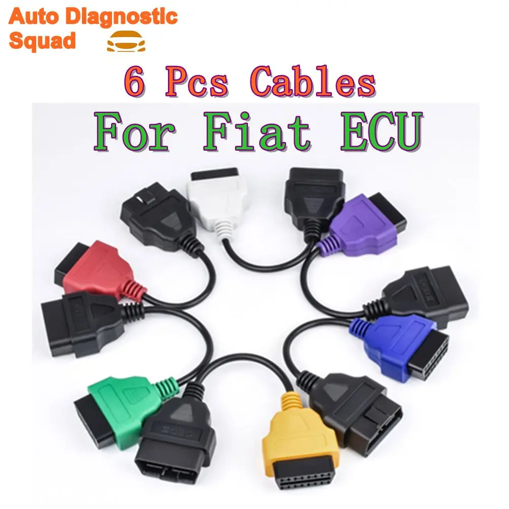 2026 Hochwertige 6-teilige Kabel für FIAT ECU Scan & Multiecuscan Adapter OBD2-Stecker Diagnose-Adapterkabel für Fiat ECU