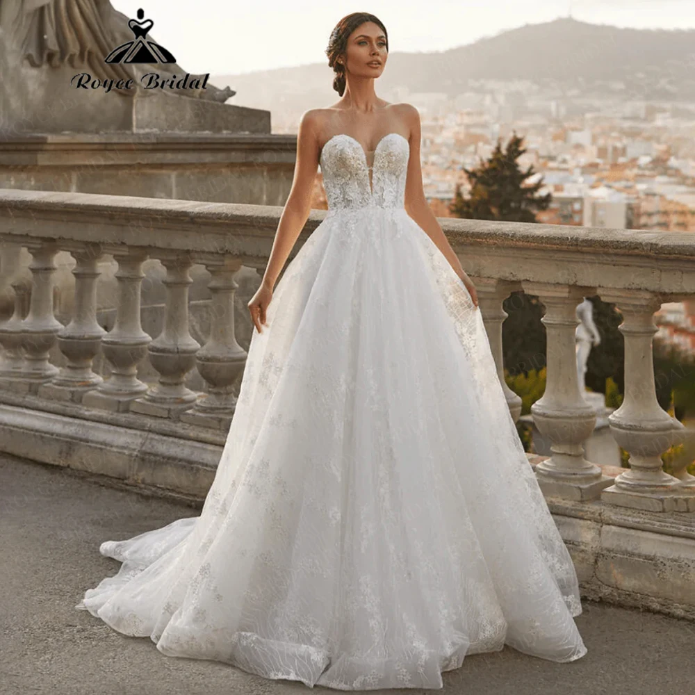 

Roycebridal 2025 New Luxury Full Lace A Line Wedding Dress Sweetheart Neck Braidal Gowns Customized Vestidos De Novias De Boda