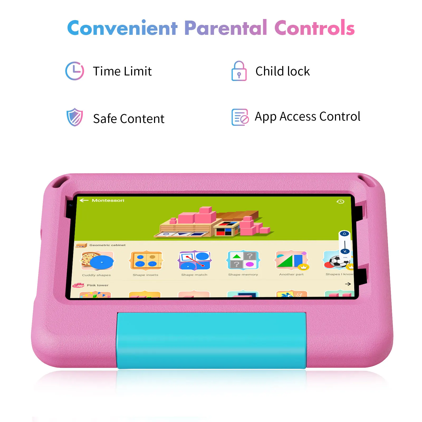 تابلت PRITOM Kids مقاس 7 بوصات يعمل بنظام Android 14، وذاكرة وصول عشوائي 8 جيجابايت (3+5 جيجابايت افتراضية) وذاكرة قراءة فقط 64 جيجابايت، ومعالج A523 ثماني النواة، وواي فاي 5 جيجا، وكاميرا مزدوجة #3