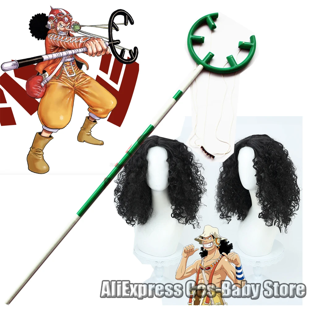 Anime Usopp Giant Slingshot Cosplay Costumes Usopp Wigs Hairs Cap Accessories Carnival Halloween Special Use Props