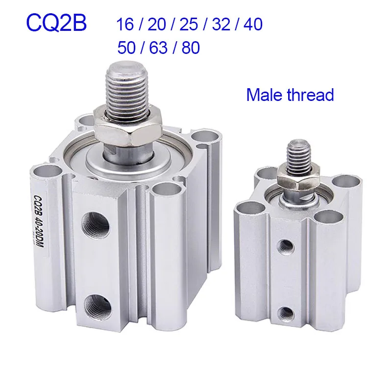 CQ2B Pneumatic Compact Cylinder Male Thread CQ2B12 CQ2B16 CQ2B20 CQ2B25 CQ2B32 CQ2B40 CQ2B50 CQ2B63 CQ2B80x100 Double Acting