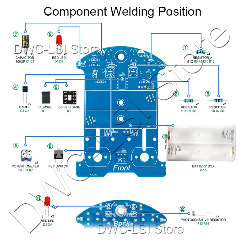 D2-5 Kit fai da te Linea di tracciamento intelligente Suite per auto Motore DC Assemblaggio di produzione elettronica Smart Car Patrol Parti di automobili