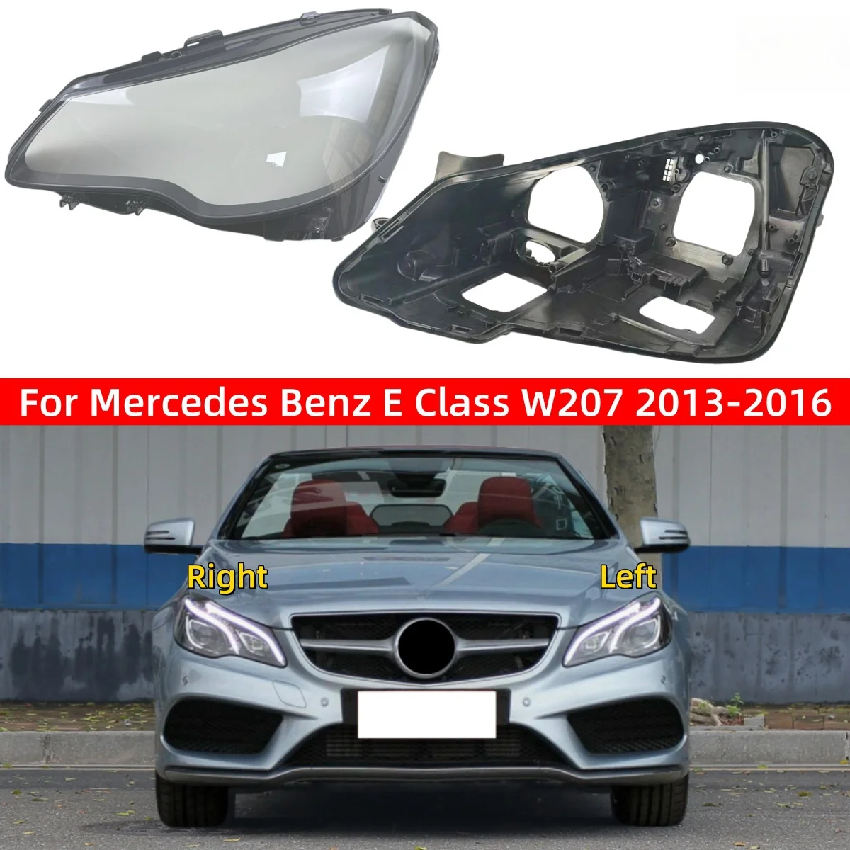 

For Mercedes Benz E Class W207 2013 2014 2015 2016 Car Interior Spare Parts Headlights Lamp Lens Headlights Black House