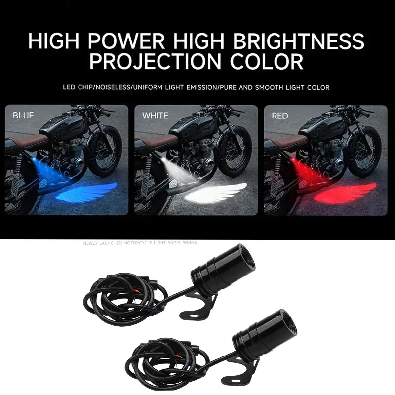 12V Universal Modified LED Decorative Welcome Angel Wing Ambient Projection Light 2Pcs Motorcycle  Angel Wings Laser Lights