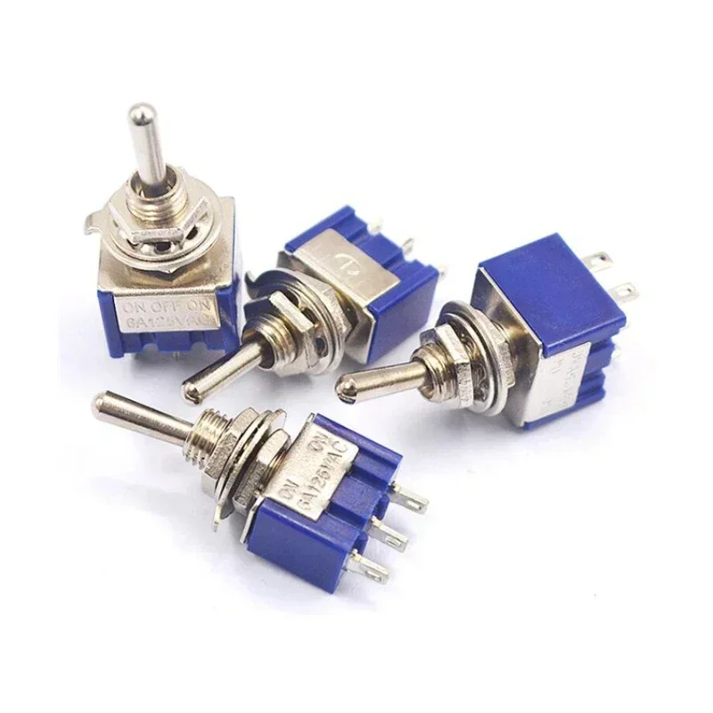 5szt Przełącznik dwupozycyjny ON-ON/ON-OFF-ON 3/6 Pin 2/3 Pozycja zatrzaskowa MTS-102 103 202 AC 125V/6A 250V/3A Przycisk zasilania Przełącznik samochodowy