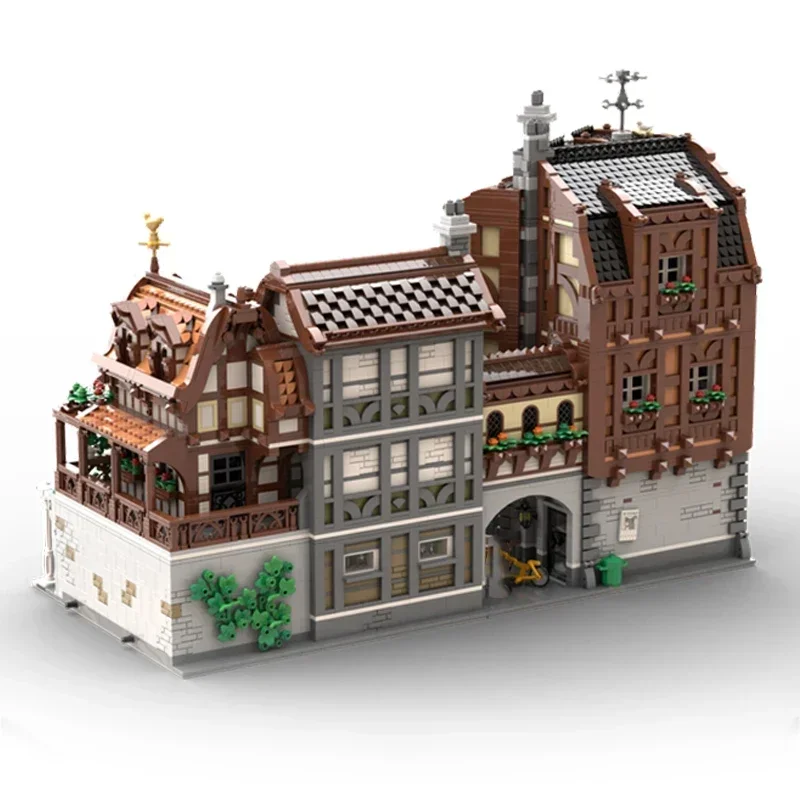 Street View Model Moc Building Bricks Half-timbered Old Town Technology Modular Blocks Gifts Christmas Toys DIY Sets Assembly